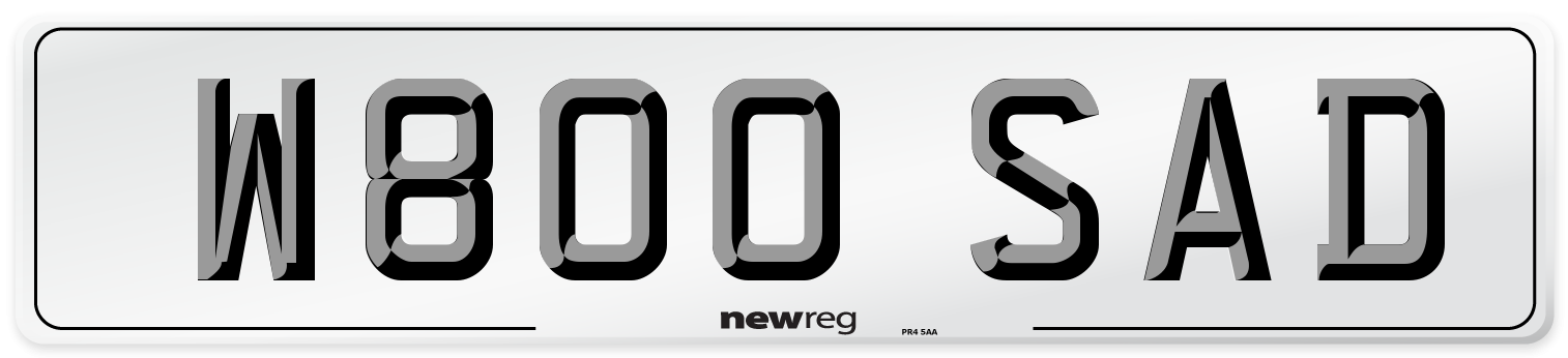 W800 SAD Number Plate from New Reg